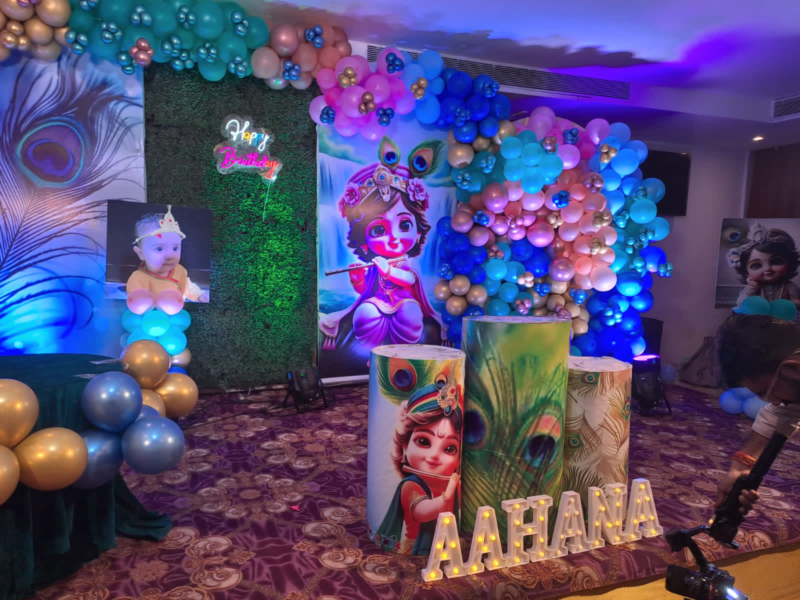 Birthday balloon decoration with LED letters